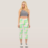 Pastell Rectangle Muster Weiße gestrichelte Linien Capri Leggings (Vorderseite)