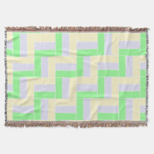 Pastell Rectangle Muster Weiße gestrichelte Linien Decke (Vorderseite)