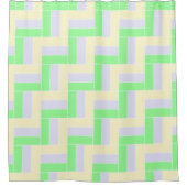 Pastell Rectangle Muster Weiße gestrichelte Linien Duschvorhang (Vorderseite)