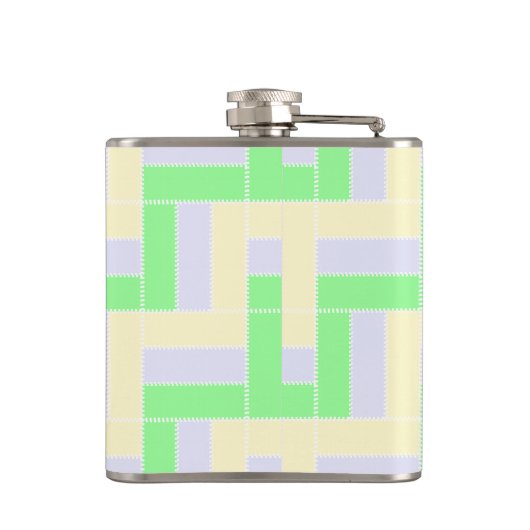 Pastell Rectangle Muster Weiße gestrichelte Linien Flachmann (Rückseite)