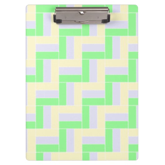 Pastell Rectangle Muster Weiße gestrichelte Linien Klemmbrett (Vorderseite)