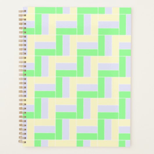 Pastell Rectangle Muster Weiße gestrichelte Linien Planer (Vorderseite)