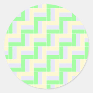 Pastell Rectangle Muster Weiße gestrichelte Linien Runder Aufkleber