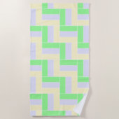 Pastell Rectangle Muster Weiße gestrichelte Linien Strandtuch (Vorderseite)