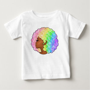 Pastell-Regenbogen-Afro-Porträt Groovy Retro Locke Baby T-shirt