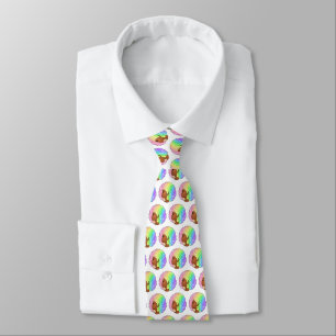 Pastell-Regenbogen-Afro-Porträt Groovy Retro Locke Krawatte