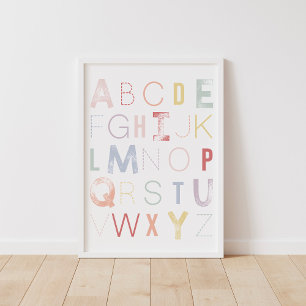 Pastell Regenbogen Alphabet ABC Kinderzimmer Dekor Poster