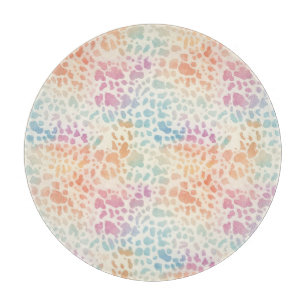 Pastell-Regenbogen-Aquarell-Leoparden-Druck Schneidebrett