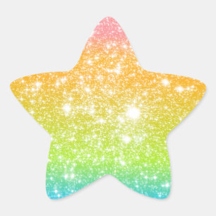 Pastell-Regenbogen-Astral-Glitter Stern-Aufkleber