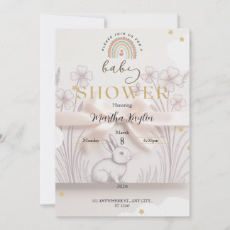 Pastell Regenbogen Baby Shower Einladung Benutzerd