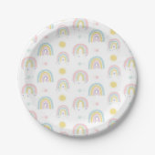 Pastell Regenbogen Babydusche Papierplatte Pappteller (Vorderseite)