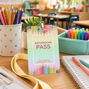 Pastell-Regenbogen-Badezimmer-Pass-Abzeichen für L Ausweis
