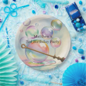 Pastell-Regenbogen-Blasen-Geburtstagsfeier Pappteller (Party)
