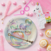 Pastell-Regenbogen-Blasen-Geburtstagsfeier Pappteller (Party)