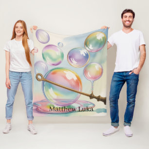 Pastell-Regenbogen-Blasen-Geburtstagsgeschenk Fleecedecke