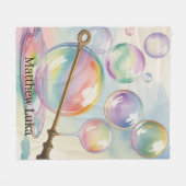 Pastell-Regenbogen-Blasen-Geburtstagsgeschenk Fleecedecke (Vorderseite (Horizontal))
