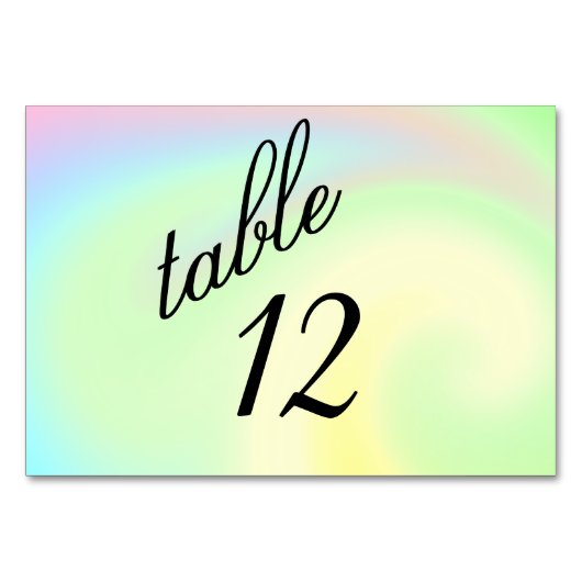 Pastell-Regenbogen-Design-Tischnummer Tischnummer (Vorderseite)