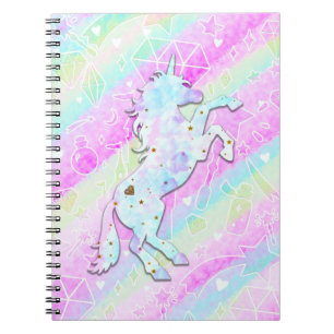 Pastell Regenbogen Diamanten und Sterne Magisches  Notizblock