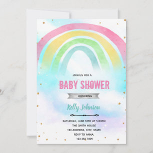 Pastell Regenbogen Dusche Geburtstagseinladung Einladung