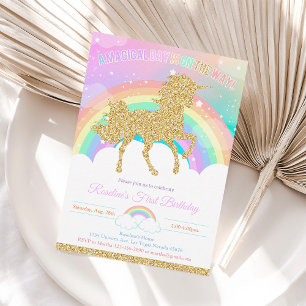 Pastell Regenbogen Einhorn Geburtstagseinladung Einladung
