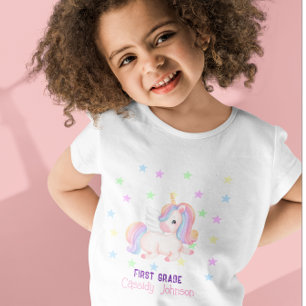 Pastell Regenbogen Einhorn Sterne T-Shirt
