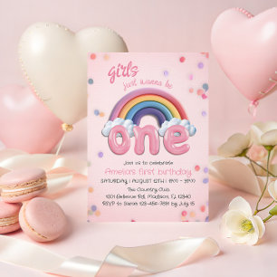 Pastell-Regenbogen-Einladung zum ersten Geburtstag Einladung
