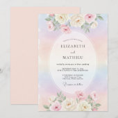 Pastell-Regenbogen-Ethere Hochzeit Einladung (Vorne/Hinten)