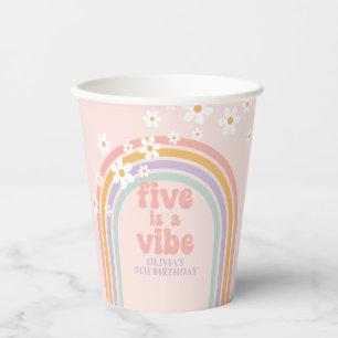 Pastell-Regenbogen Five is a Vibe 5. Geburtstag Pappbecher