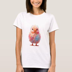 Pastell-Regenbogen-Flauschiges Baby-Küken Frauen T-Shirt