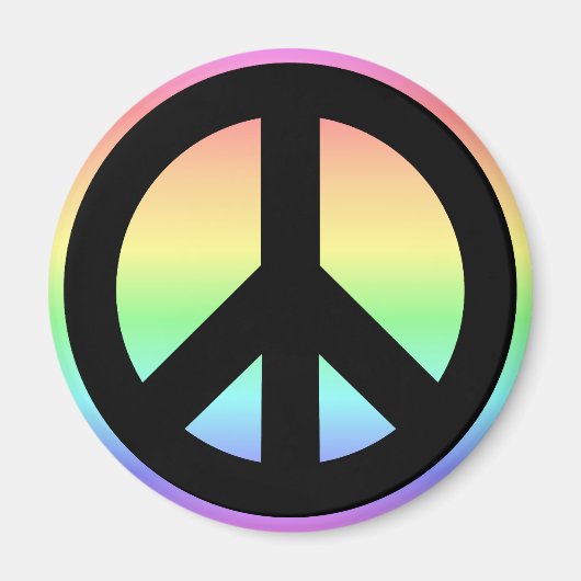 Pastell-Regenbogen-Friedenszeichen Magnet (Vorne)