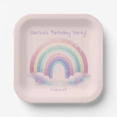 Pastell-Regenbogen-Geburtstagspapier-Teller Pappteller (Vorderseite)
