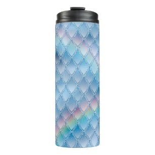 Pastell-Regenbogen-Glitter-Drachenschuppen-Muster Thermosbecher