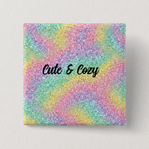 Pastell-Regenbogen-Glitter-Funkel-Button Button