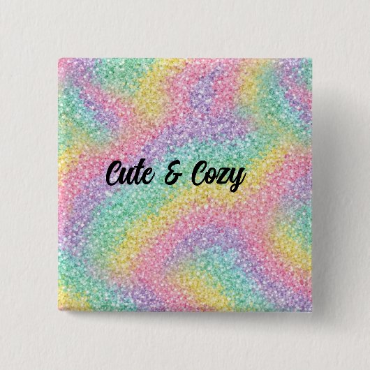 Pastell-Regenbogen-Glitter-Funkel-Button Button (Vorderseite)