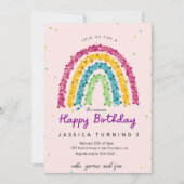 Pastell Regenbogen Glitter Kinder Geburtstagsfeier Einladung (Vorderseite)