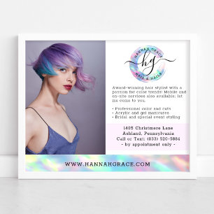 Pastell Regenbogen Haare Nägel Business Marketing Poster