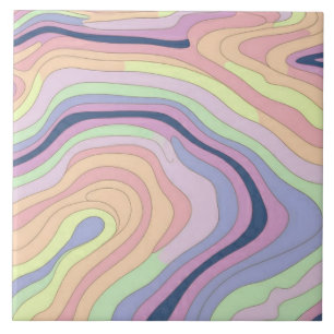 Pastell-Regenbogen-Kontur groß Fliese