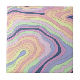 Pastell-Regenbogen-Kontur groß Fliese