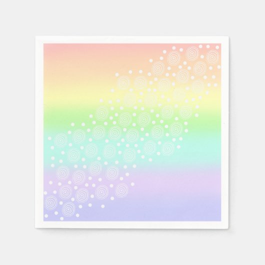 Pastell-Regenbogen-Kreise in Kreisen Serviette (Vorderseite)