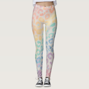 Pastell-Regenbogen-Leoparden-Druck Leggings