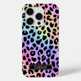 Pastell-Regenbogen-Leopardenprint monogrammiert Case-Mate iPhone Hülle