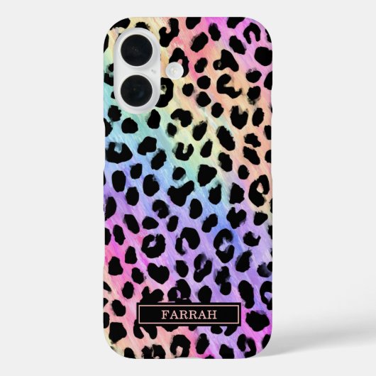 Pastell-Regenbogen-Leopardenprint monogrammiert Case-Mate iPhone Hülle (Rückseite)