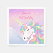 Pastell Regenbogen Magisches Einhorn Wolken Serviette (Vorderseite)