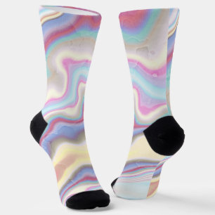 Pastell-Regenbogen-Marmorwellen Socken