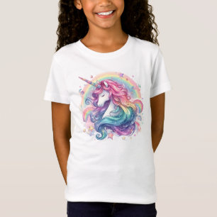 Pastell Regenbögen mit Einhorn T-Shirt