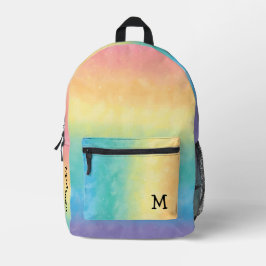 Pastell-Regenbogen-Monogramm im süßen und ästhetis Bedruckter Rucksack