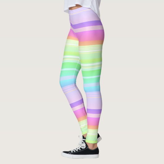 Pastell-Regenbogen-Multicolor gestreift Leggings (Links)