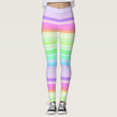 Pastell-Regenbogen-Multicolor gestreift Leggings (Vorderseite)