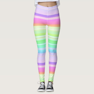 Pastell-Regenbogen-Multicolor gestreift Leggings