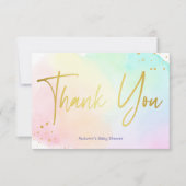 Pastell Regenbogen ombre Glitzer Babydusche Dankeskarte (Vorderseite)